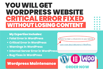 fix critical error wordpress website without losing content in 24 hours