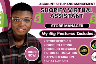 virtual assistant shopify website design store manager expert