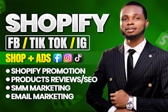setup tiktok shop, facebook shop, instagram shop, shopify dropshipping marketing