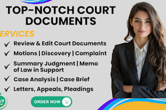draft motions, complaints, court documents, legal advice