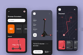 develop e scooter app, e bike app, ridesharing app, car rental app