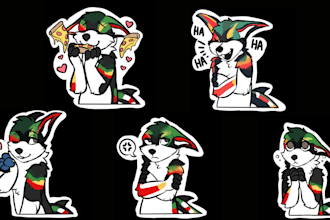 draw cute furry stickers, sticker design and furry art for you