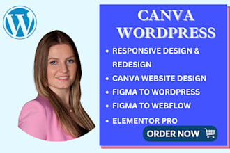 design a german canva to wordpress landing page website, elementor pro website