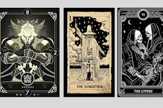 design custom vintage tarot card, zodiac, oracle, playing card and game cards