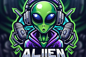 do galaxy alien streamer esport mascot gaming logo