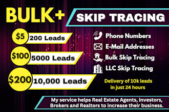 do best skip tracing for real estate, llc skip tracing and bulk skip tracing