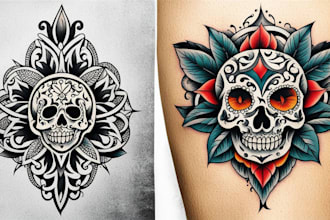 create any design in traditional tattoo or old school style