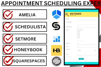 setup booking appointment squarespace amelia schedulista setmore honeybook VA