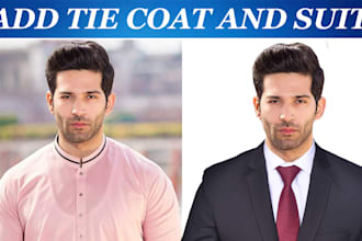 add suit and tie coat to your headshot photo