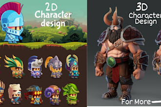 create 2d or 3d game character, game assets for online game or multiplayer game