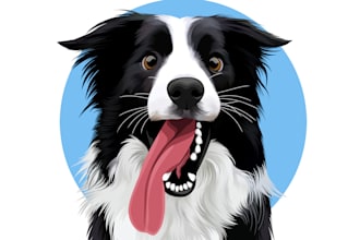 draw your dog, cat, or any pet into cartoon vector portrait