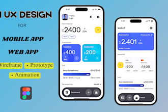create custom mobile app ui design, web ui for crypto wallet, finance app