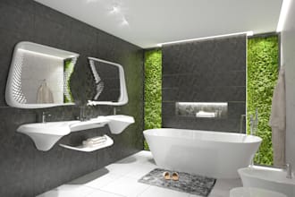 bathroom interior design and realistic 3d rendering