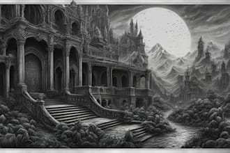 draw detailed dark art illustration metal album cover
