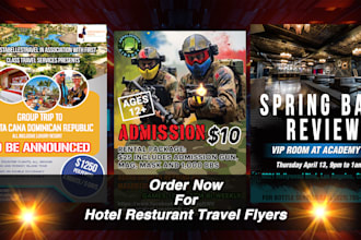 design professional custom creative flyer brochure for hotel restaurant tourism