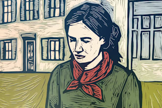 draw a custom portrait in linocut style