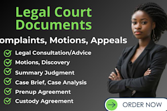 draft ready to file motions, complaints, appeals, petitions