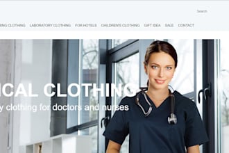 design medical clothing website surgical scrub protective wears shopify store