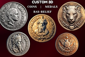 custom 3d coin design challenge coin medal medallion bas relief coin 3d modeling