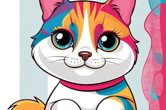 draw your cat, dog, or any pet into cartoon vector portrait