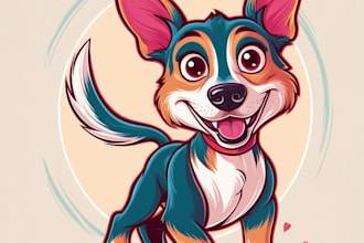 create a cat, dog, or any pet into cartoon vector portrait