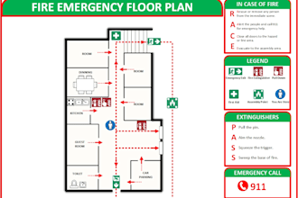 draw fire emergency evacuation plan, emergency exit