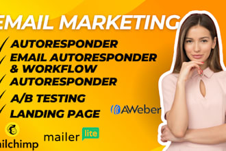 setup mailerlite email automations, signup forms, landing page aweber sendinblue
