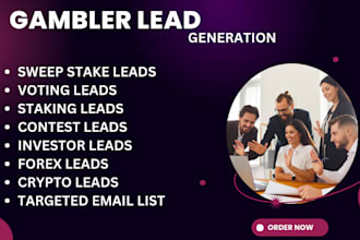 generate crypto lead, gamblers lead, voting lead, sweepstakes lead