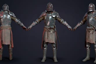 model 3d medieval game character,amor assets,fbx,ue5 control rig,3d realistic