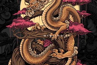 draw japanese dragon  in detail