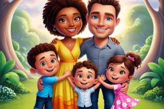 create a caricature cartoon for family or group