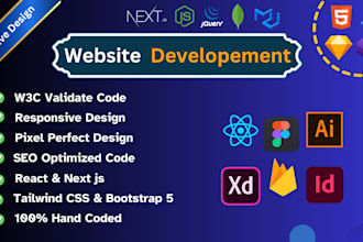 rebuild, build website development as full stack developer, front end developer