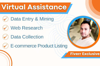 be virtual assistant for data entry, product listing, copy paste, web research