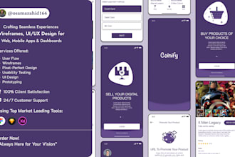 design wireframes, UI UX design for web, mobile apps, and dashboards