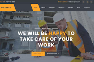 design wordpress wix real estate roofing construction contractor website