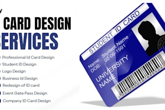 do professional id card, business card, and id badge design