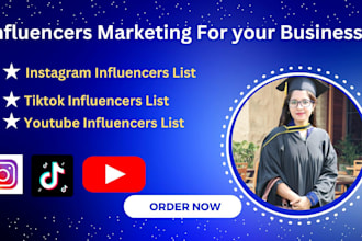find best instagram, youtube and tiktok influencer list for your business