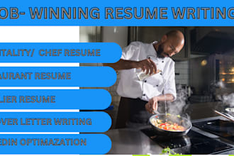 write hotelier, catering, restaurant, tourist, chef resume