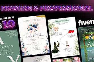 design an invitation card for your wedding, birthday, etc