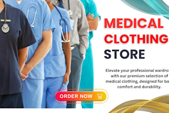 design medical clothing store medical scrub website medical supply shopify store
