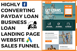 design payday loan landing page business loan website student loan sales funnel