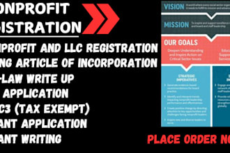 setup non profit registration, reinstate 501c3, incorporation, bylaws