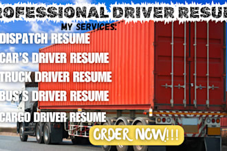 write an expert car driver, dispatch, truck driver, cargo driver resume and cv