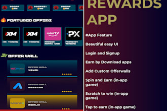 create reward earning app with admin panel and customization