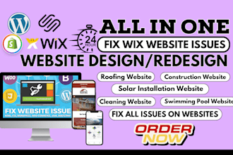 design construction website fix wix code cleaning website bug, website issues