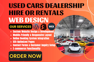 design a successful used cars dealership car rentals car hire car wash website