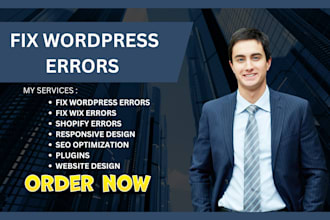fix wordpress errors, wix errors, shopify, laravel, react responsive issues