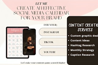 create monthly social media content calendar, skin care, fashion brand calendars