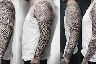 create sleeve tattoo design in geometric style