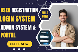 do user registration and login system, admin system, admin portal